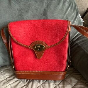 Dooney & Bourke Vibrant Red and Rich Brown Messenger Bag